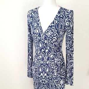 Cynthia Rowley Faux Wrap Dress Knit Print Extra Small
